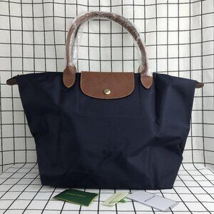 NWT Longchamp Le Pliage Original Shoulder Nylon Bag Tote Navy Blue